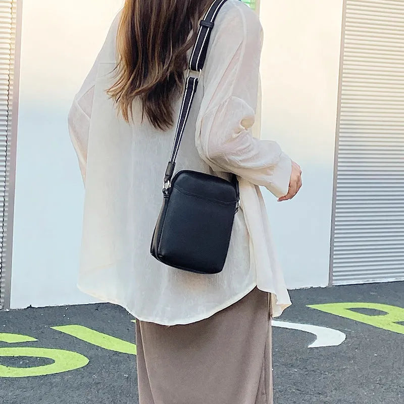 Small solid colour crossbody shoulder bag for women in beige, shown with dimensions.