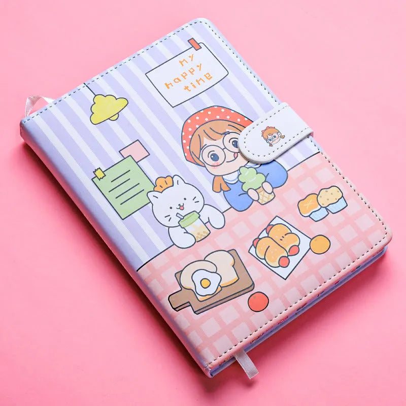 Small white Kaba Bear notebook with magnetic buckle closed, showing A6 size.