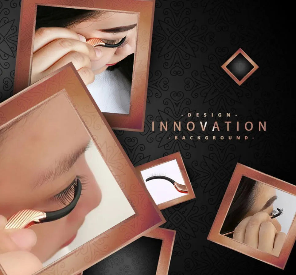 Rose gold metal false eyelash curler aid tool on plain background