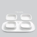 Milky white plastic double pet cat bowl by Cat Le Shi with two separate compartments