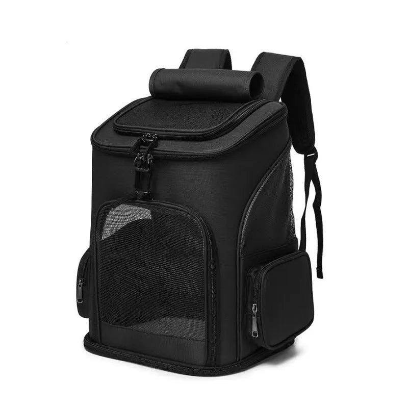 Extendable pet bag in Oxford material, solid colour gray, large 20-35L capacity for dogs and cats
