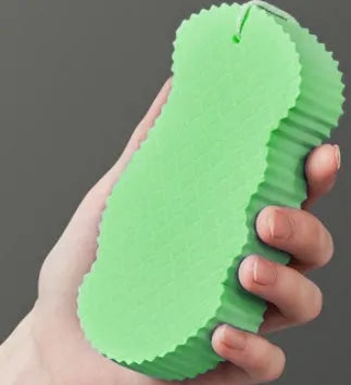 3D fish scale pattern bath sponge ball in multiple colour options for gentle exfoliation