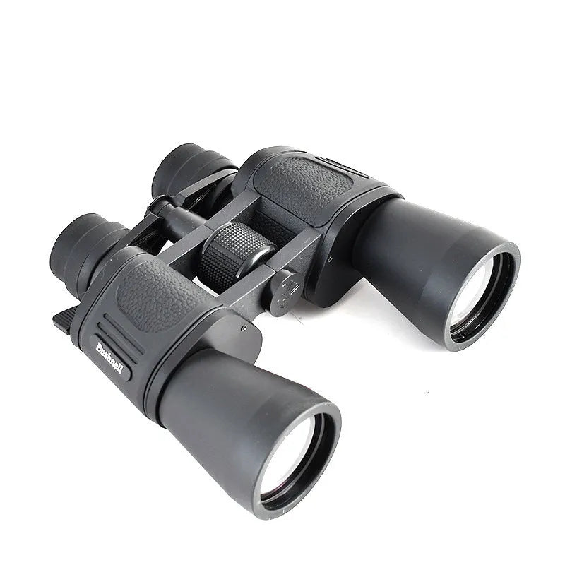 Outdoor binocular telescope with continuous zoom and double barrel construction for high power HD viewing