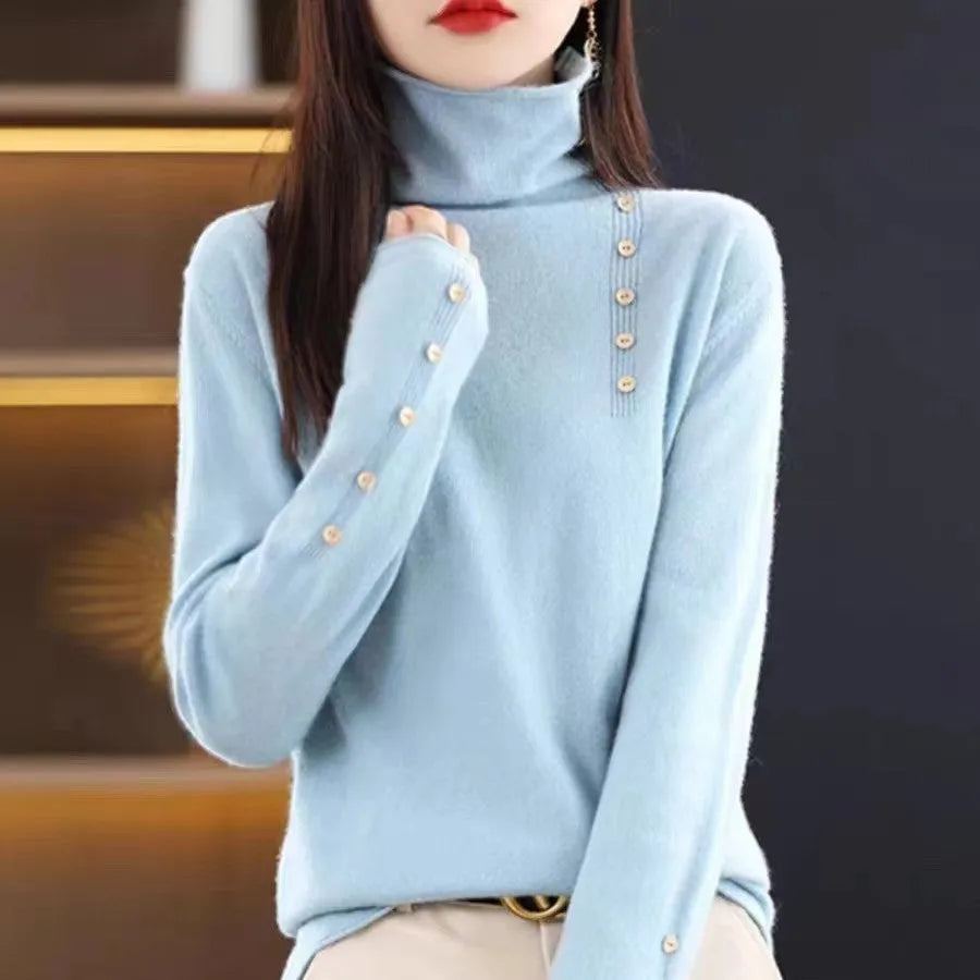 Slim fit core-spun yarn knitted bottoming shirt in light camel colour showing 3D pattern detail.