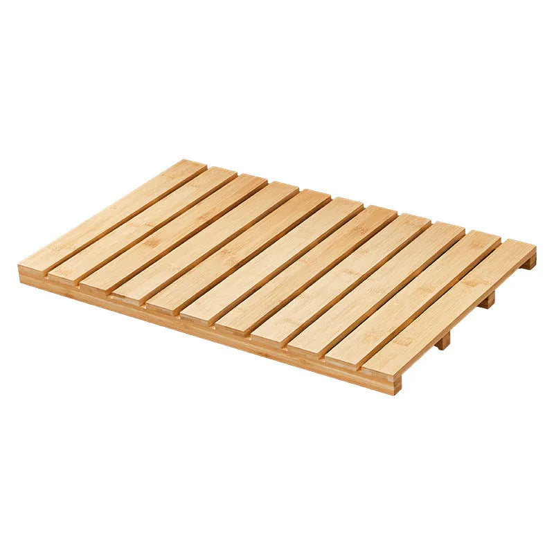 Rectangle bamboo bathroom foot pedal pad 54x36x4 cm in white right angle colour