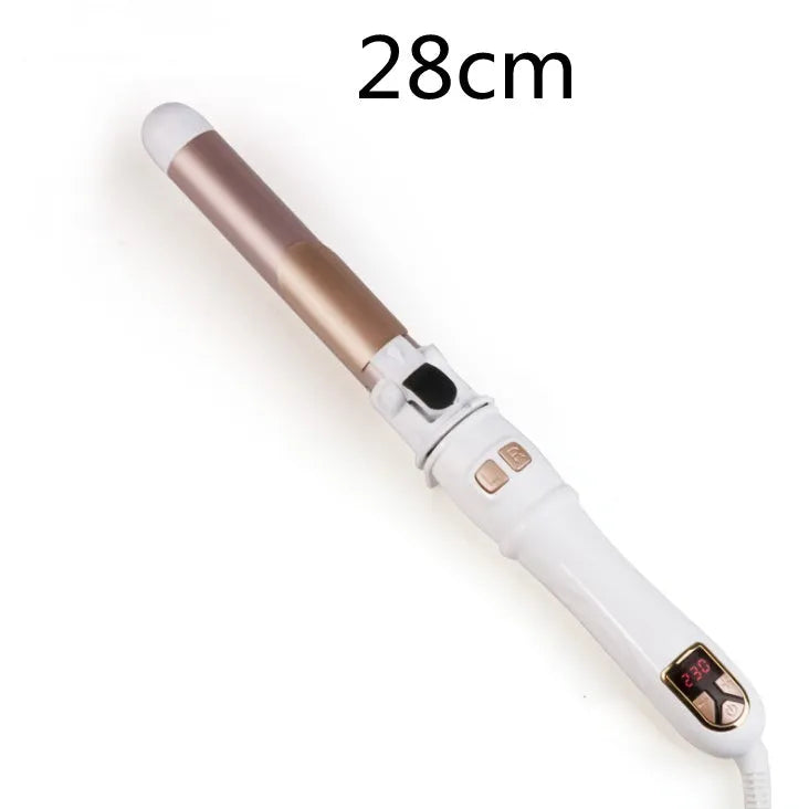 Automatic ceramic electric curling iron with LED display in black, showing barrel and control buttons