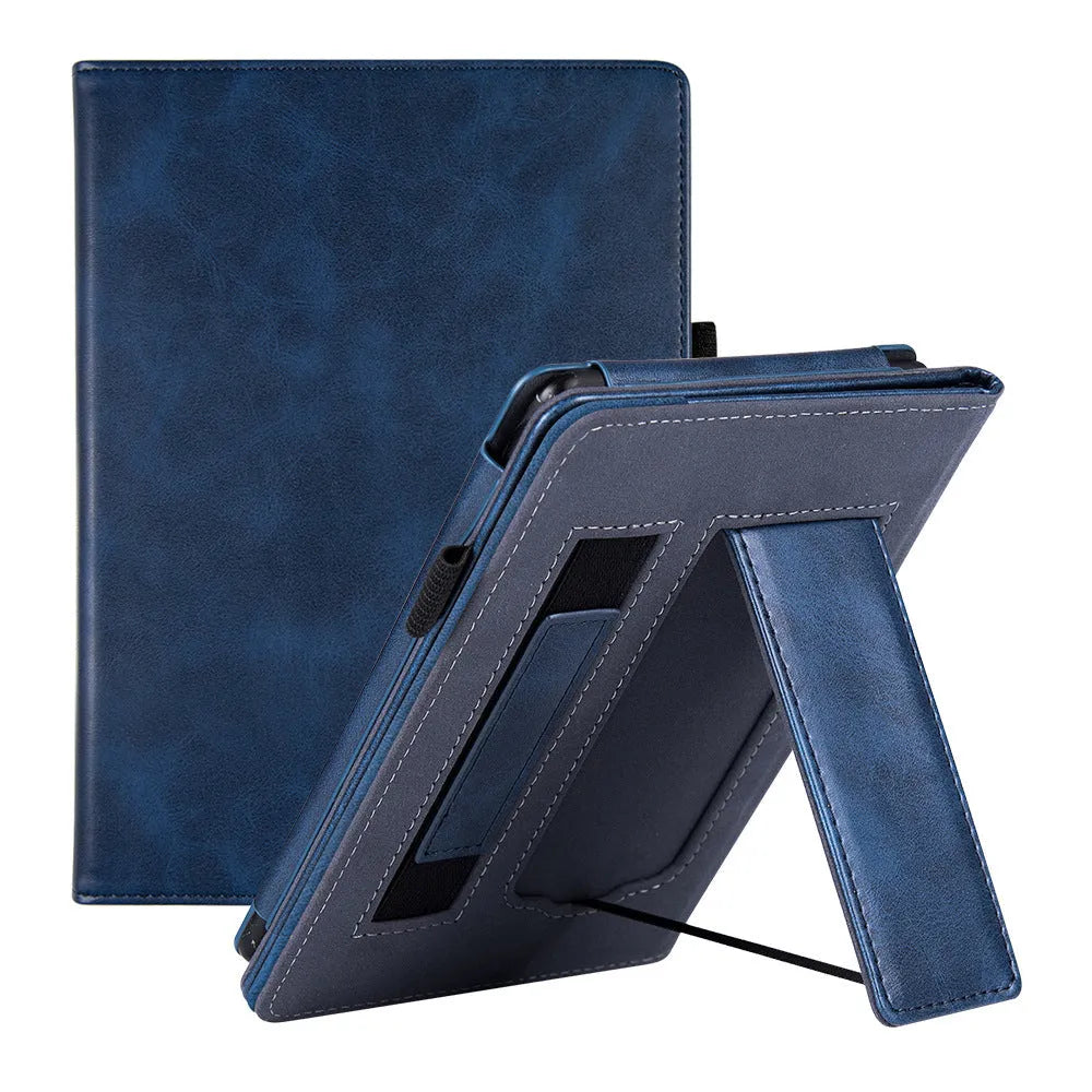 Kindle Paperwhite leather case with integrated wrist strap in a choice of colours including black calfskin.