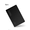 Black ultra-thin anti-loss card for Apple devices showing credit card dimensions and MFI certification