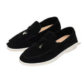 European style gommino slip-on loafers with round toe, high-top design, and decorative sewing lines