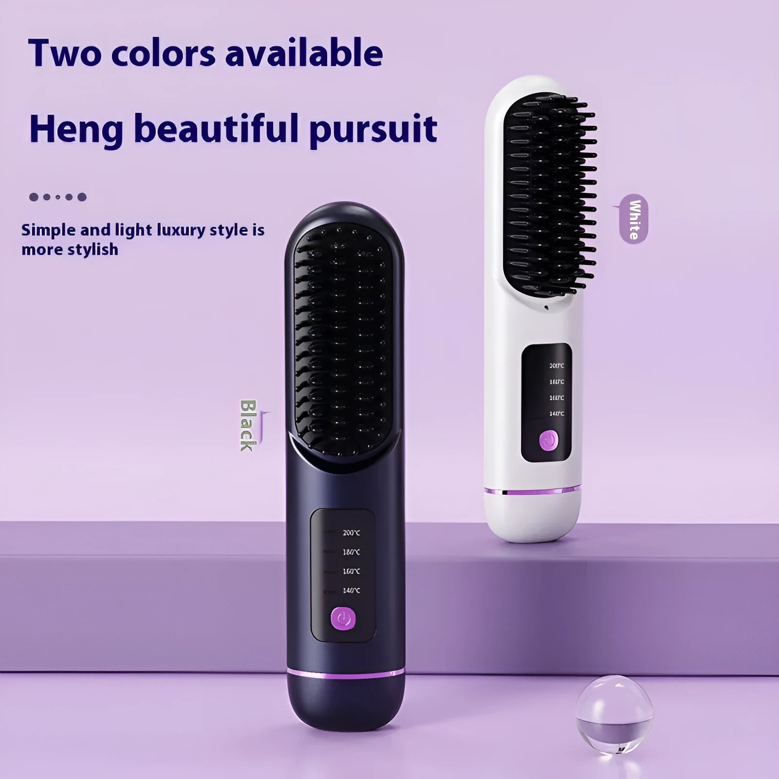 Portable charging negative ion straight hair comb in blue, grey or white.