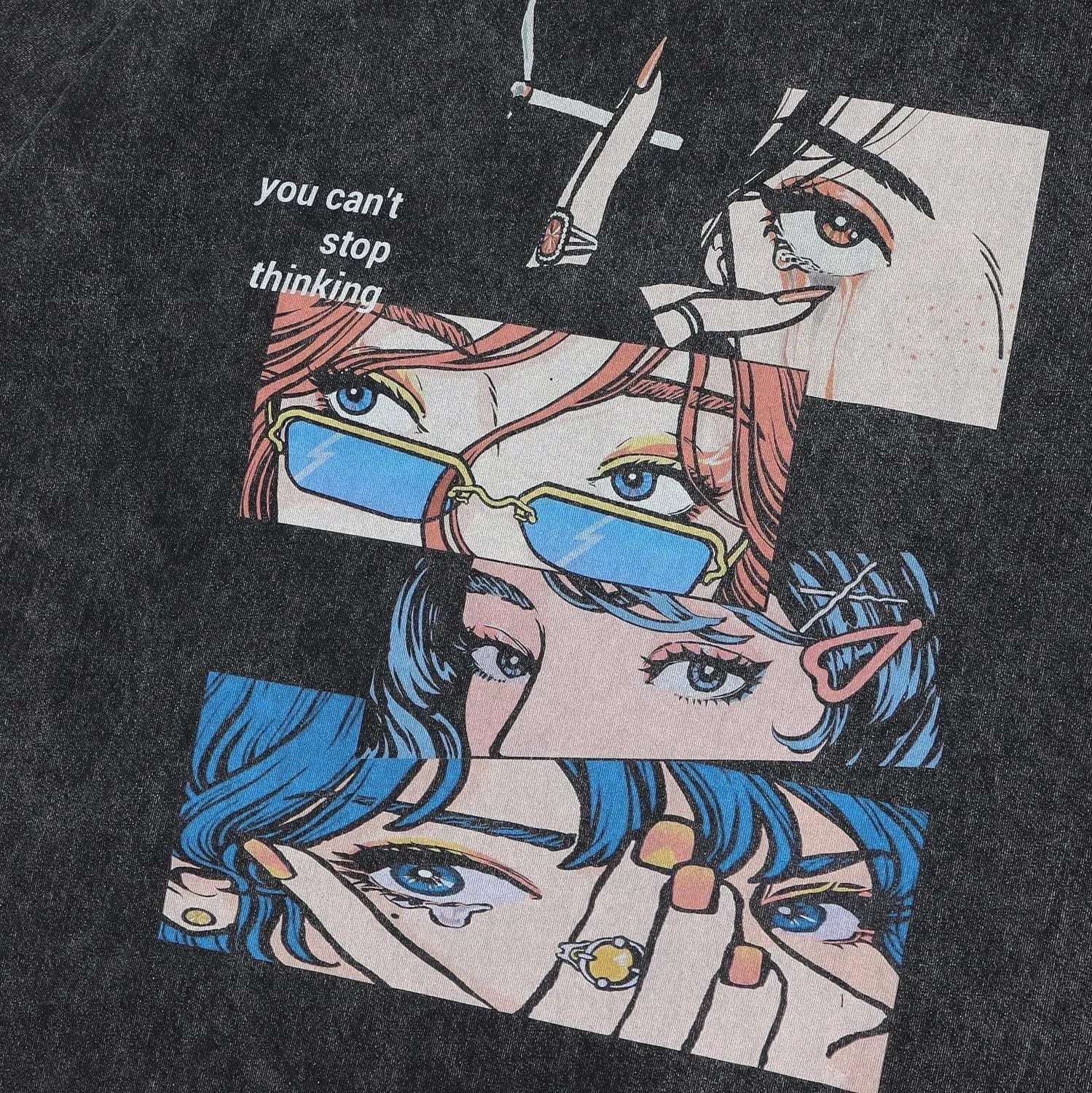 Men's loose fit cotton t-shirt with retro cartoon print design in streetwear style