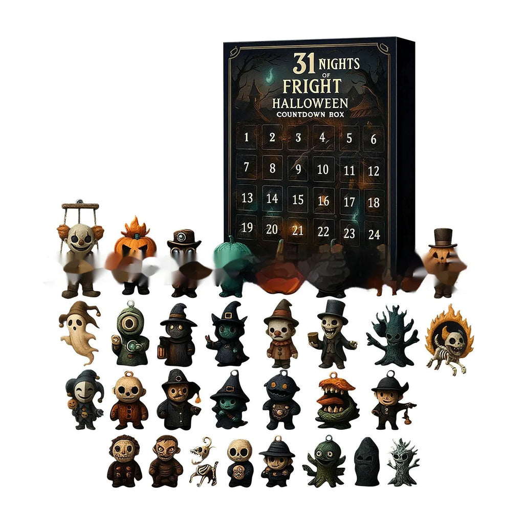 Halloween horror countdown blind box with resin doll figures for advent calendar display