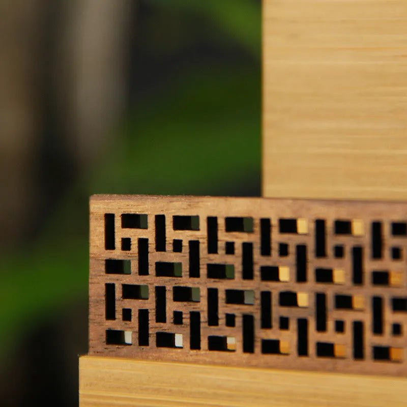 Geometric bamboo and black walnut business gift box with 35mm thickness