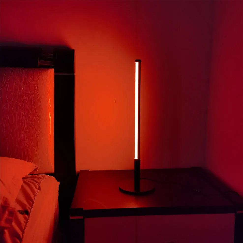 Black retro aluminium LED atmosphere lamp with 14cm diameter 48.5cm height dimensions