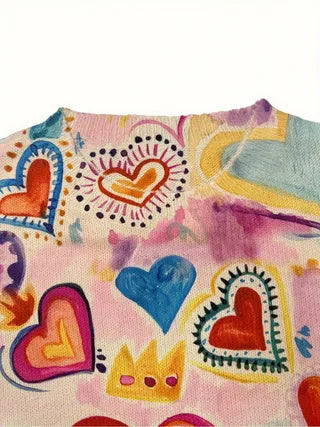 Loose-fit printed top with lapel collar in digital print pattern