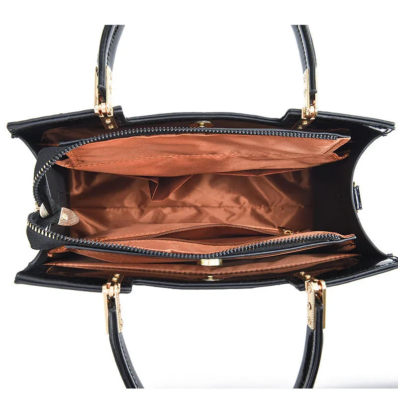 Women's one-shoulder handbag in horizontal square suitcase shape made from medium-hard PU leather