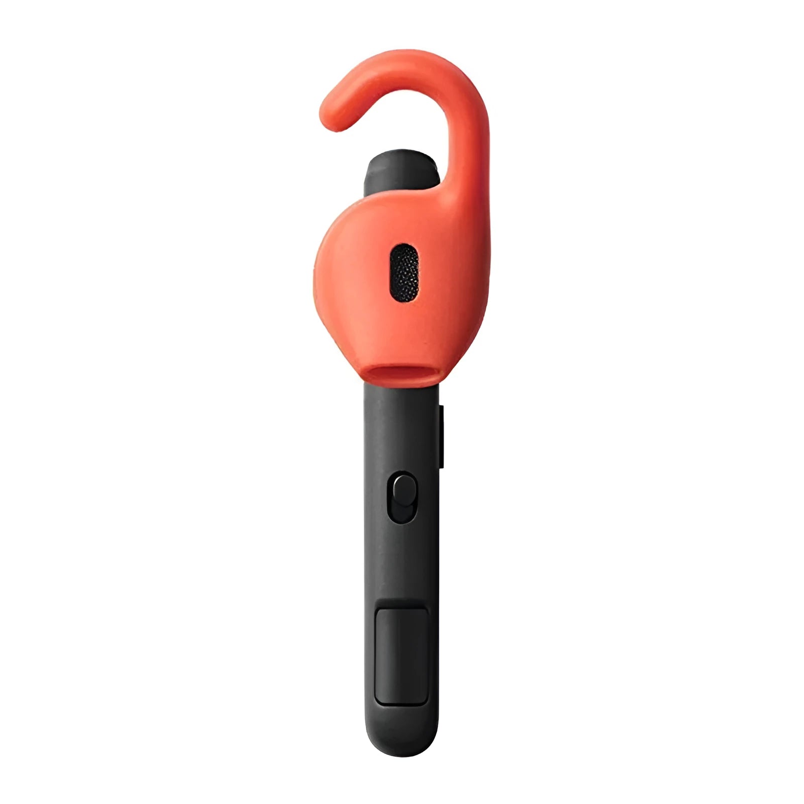 Behind-the-ear Bluetooth earphones showing black and silvery colour options with dual-phone connectivity features