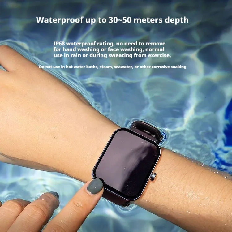 Smart Bluetooth call sports bracelet with TFT screen in black, showing health monitoring and touch operation