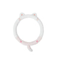 Plush winter steering wheel cover with embroidered cartoon animal, 38cm diameter.