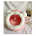 Enclosed cat litter box with velvet interior in camel colour, bear design, for small to medium cats