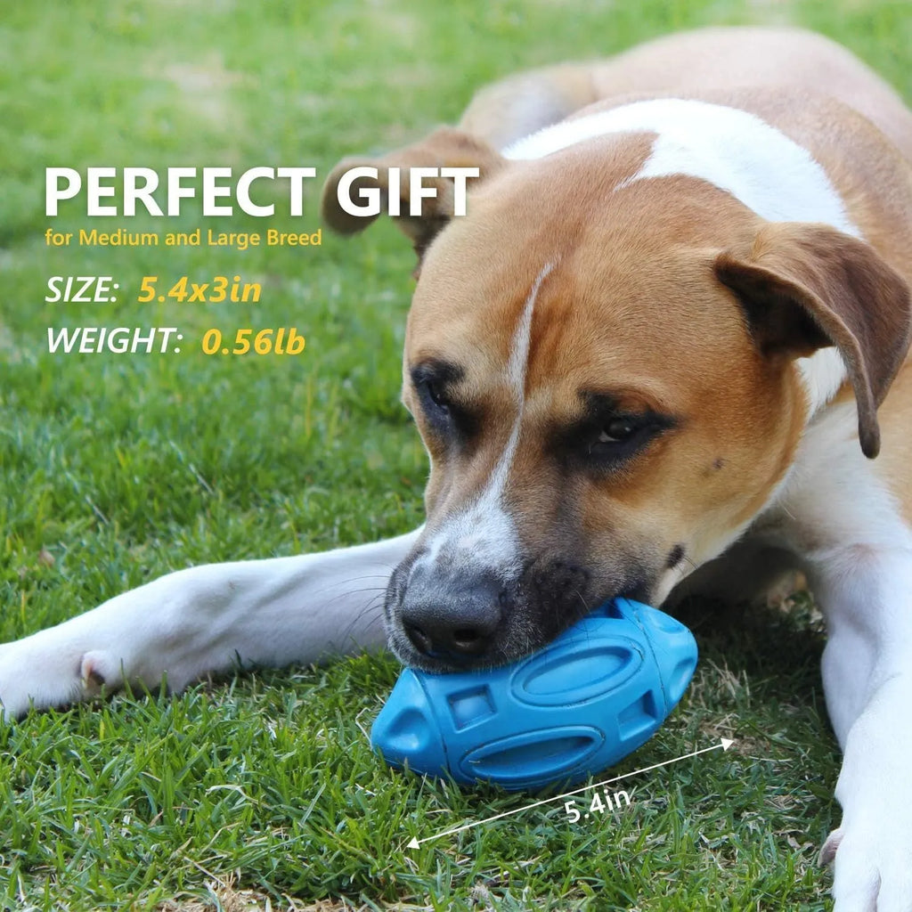 Blue green orange rubber squeaky dog chew toy for medium large breed aggressive chewers