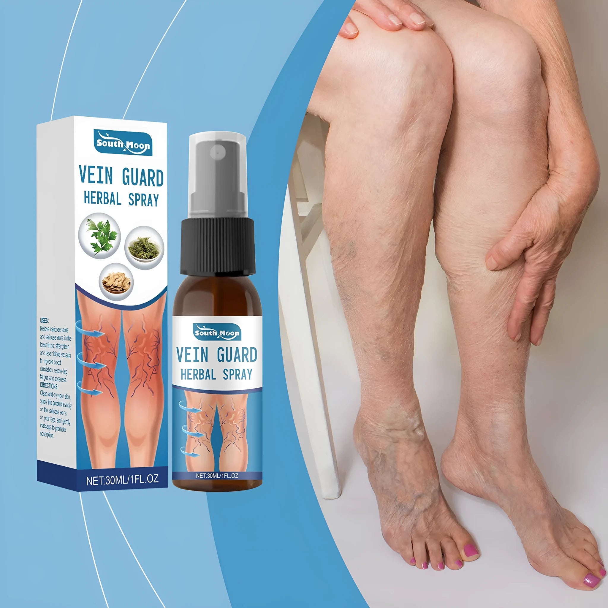30ml herbal body care spray bottle with botanical extracts and menthol
