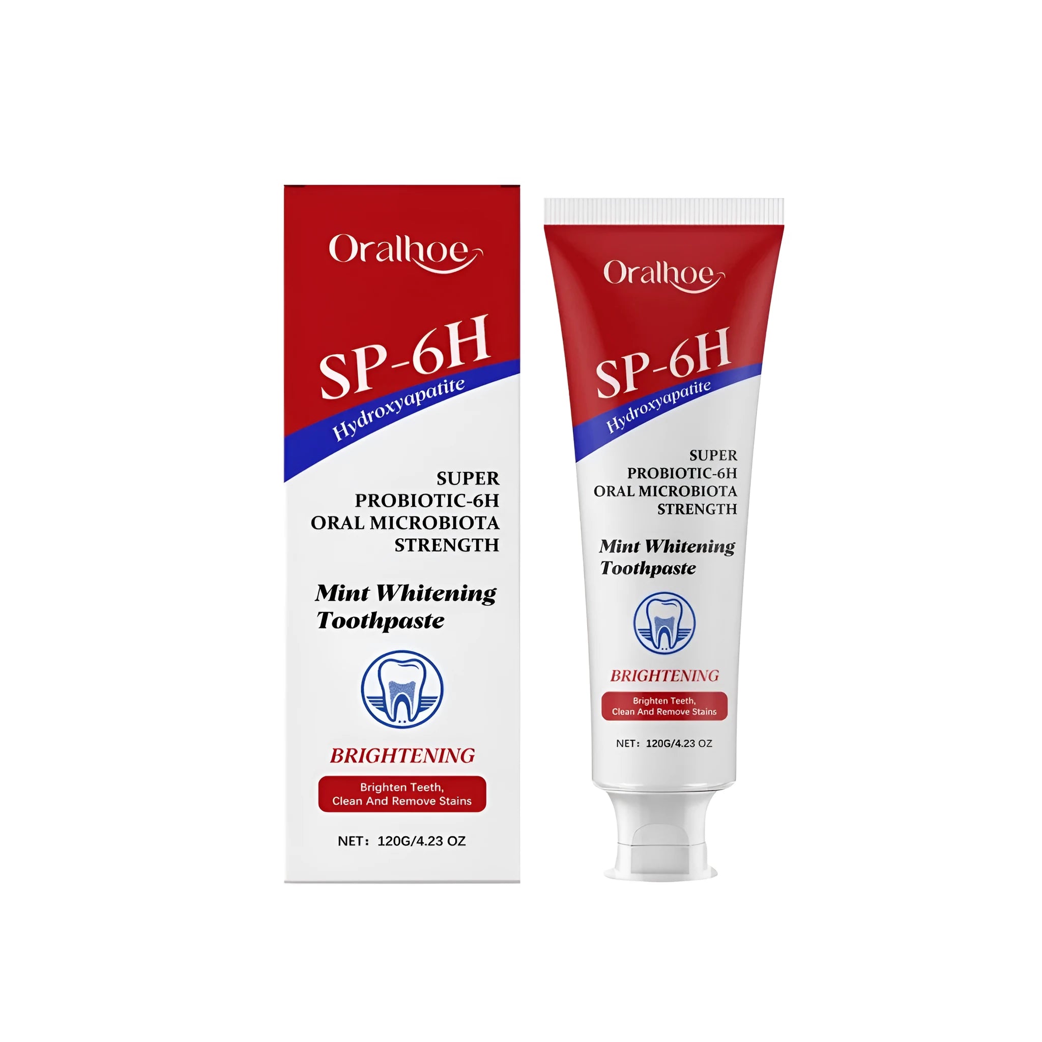 120g tube of Mint Bright White toothpaste with hydroxyapatite and natural mint extract.