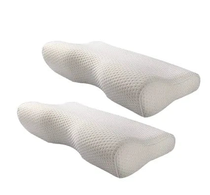 Blue or milky white butterfly-shaped memory foam cervical pillow for neck support