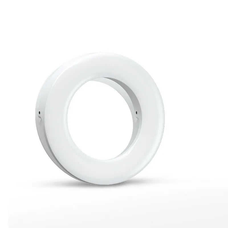 Black LED selfie ring light for mobile phones with USB cable and adjustable brightness settings