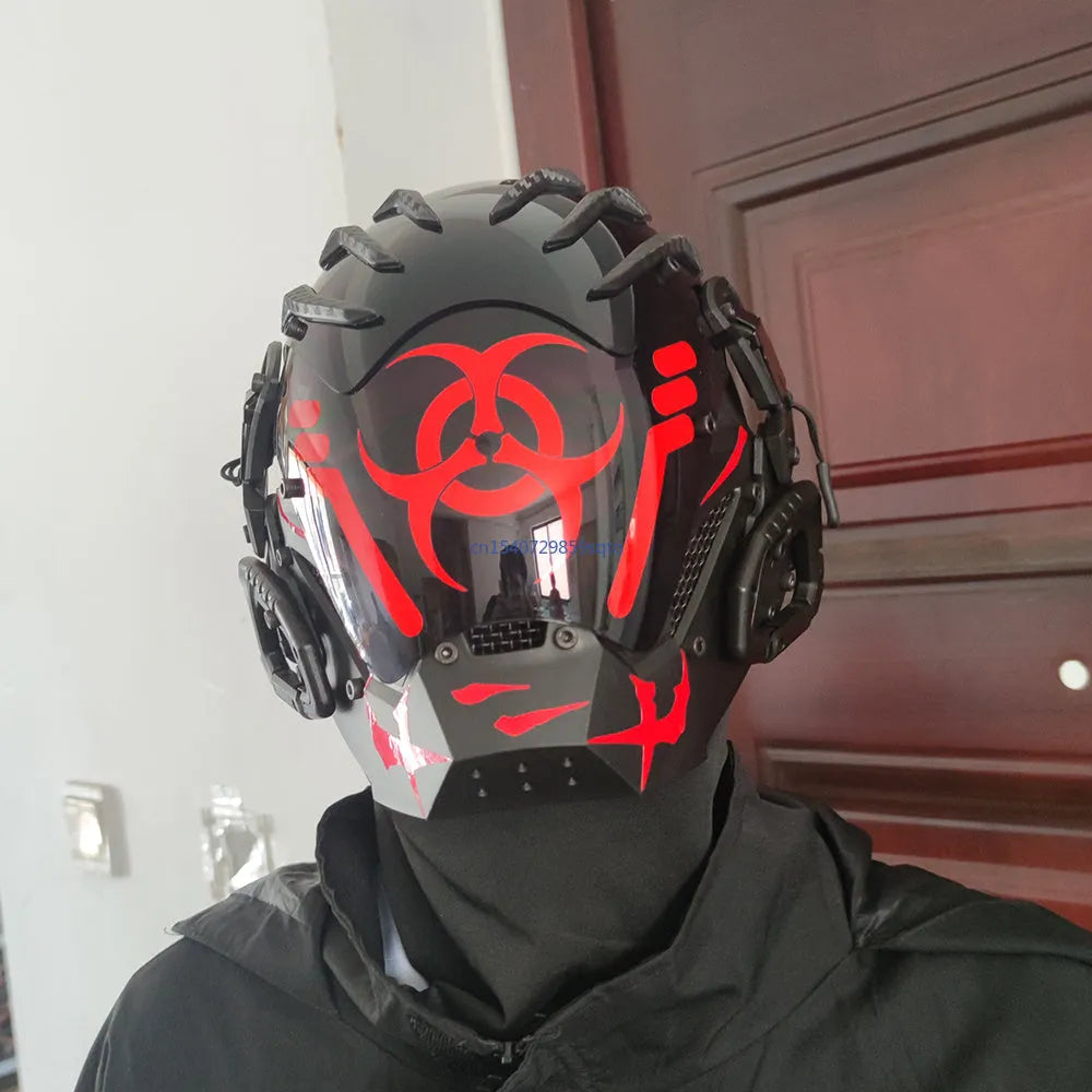 Black full face bioweapon theme tech prop mask for costume parties