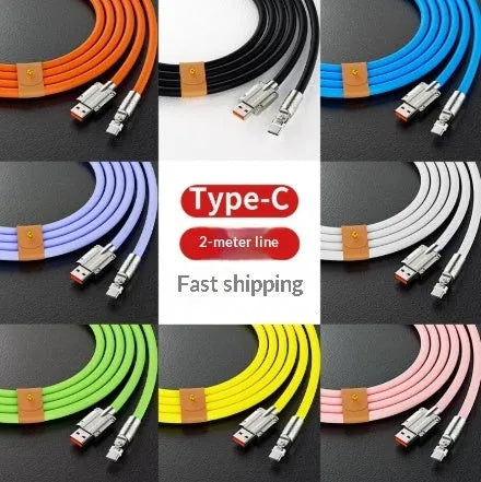 Mecha Elbow 180 Rotating Data Cable with zinc alloy connector in orange, 2m length