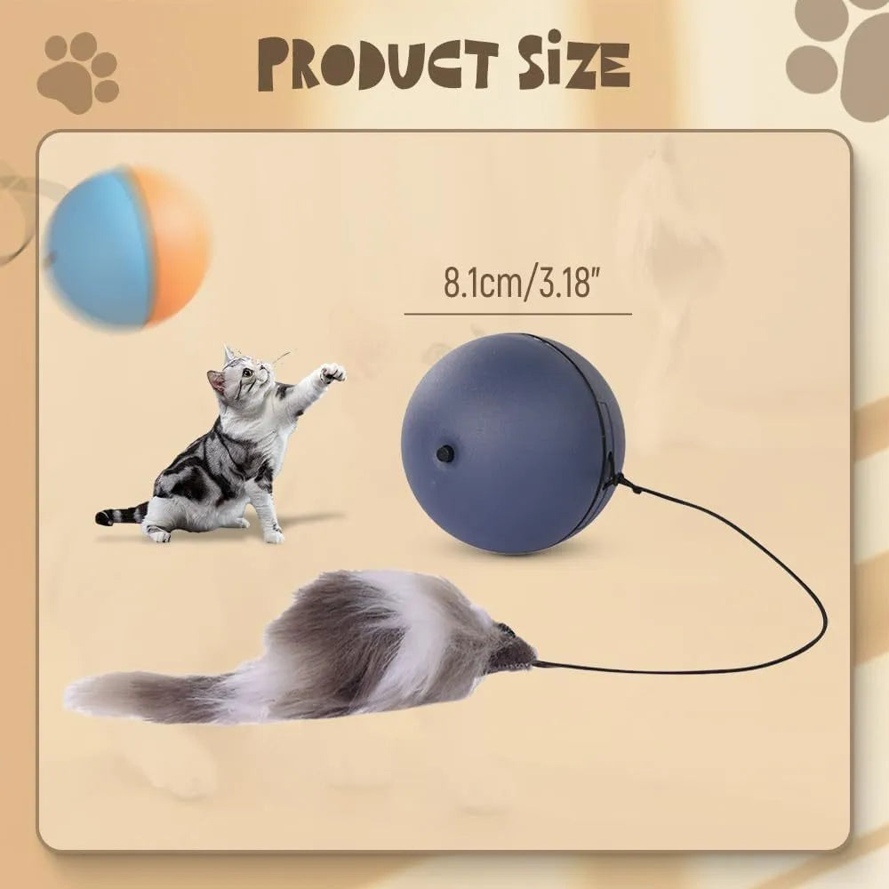 Automatic motion-activated rolling cat ball toy with blue and orange colour options