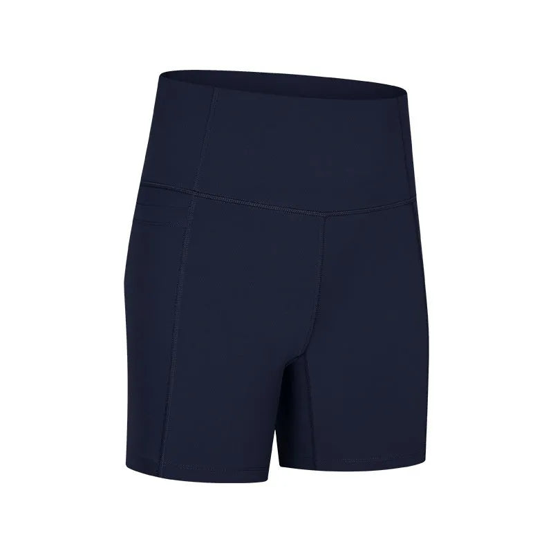 Women's black sports shorts with super stretch cotton blend fabric for running