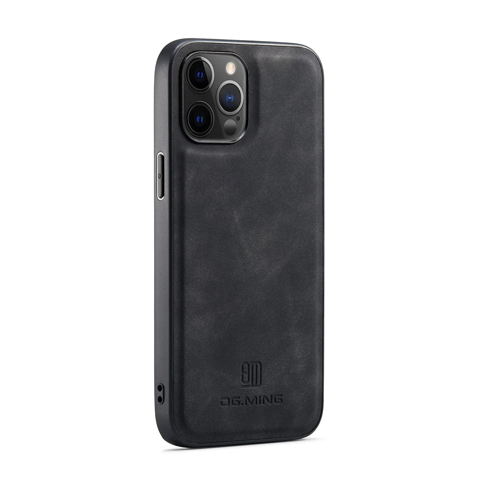 Magnetic card holder phone case for Apple iPhone, handmade PU split protection with magnetic attraction, combination black colour