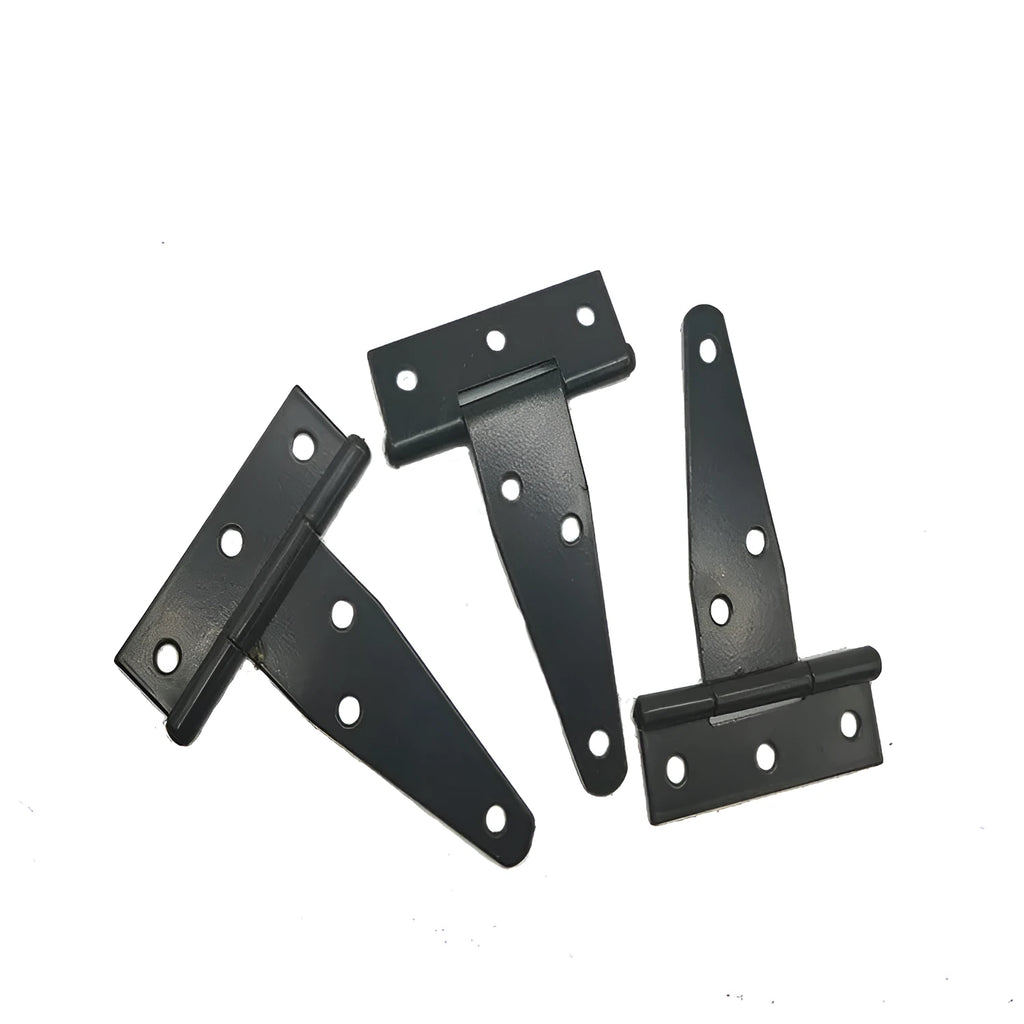 Fixed light T-shaped iron hinge for wooden courtyard doors with straight arm curvature