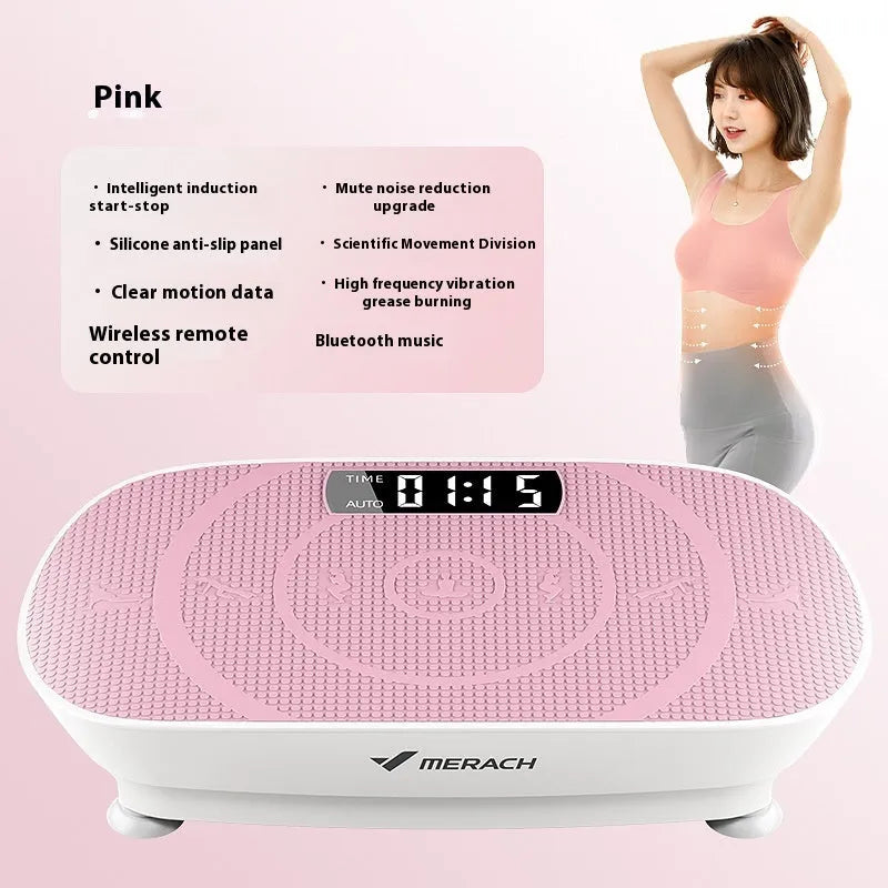 Portable grey smart power plate MR-2398 with dimensions 58x38x16cm showing Bluetooth connectivity and US electrical plug