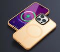Magnetic suction frosted phone case in Cangling Green color with scrub skin texture for iPhone
