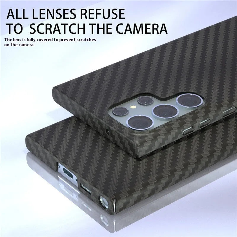 Water sticker carbon fiber PC hard shell phone case for Samsung S23, frosted finish, black colour