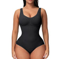 Seamless women's corset bodysuit in nylon fabric with waist support features