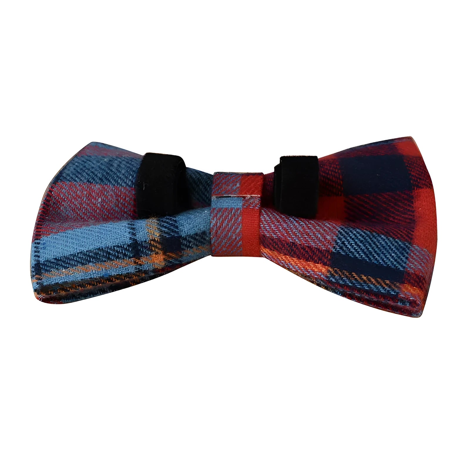 Blue velvet plaid pattern dog collar with metal alloy buckle in multiple sizes