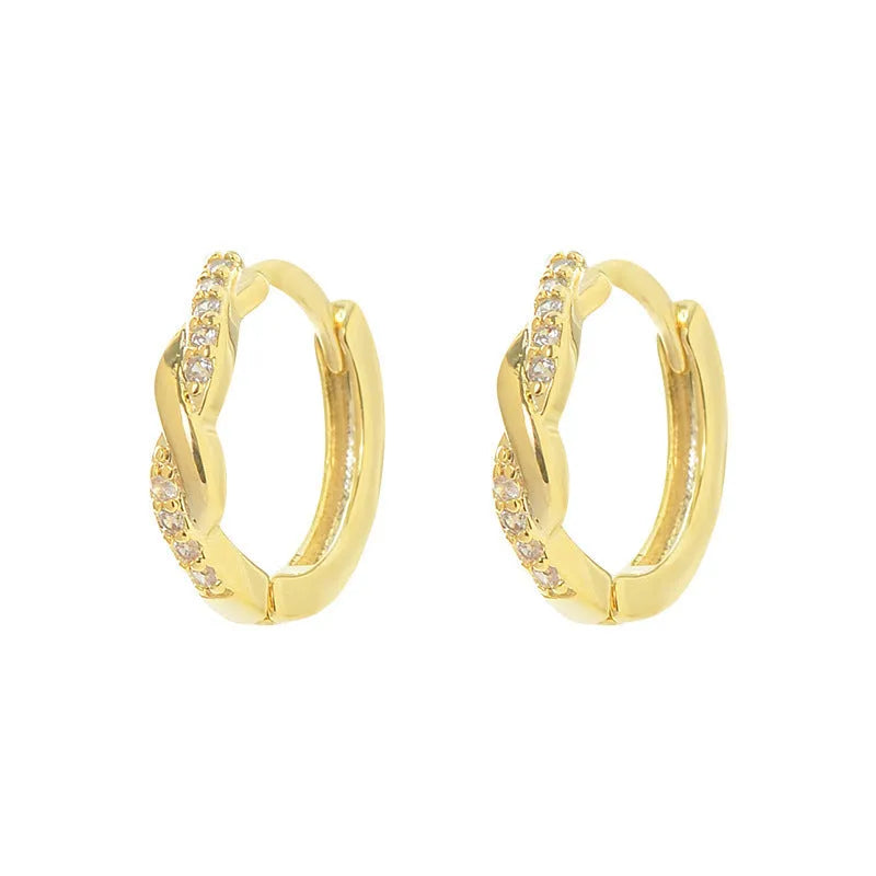 Geometric hemp rope interwoven earclip earrings in gold or silver finish