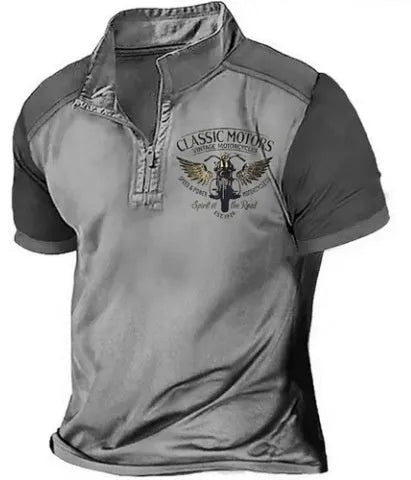 Golf 3D printed polo shirt in solid colour with digital printing, loose fit pullover style