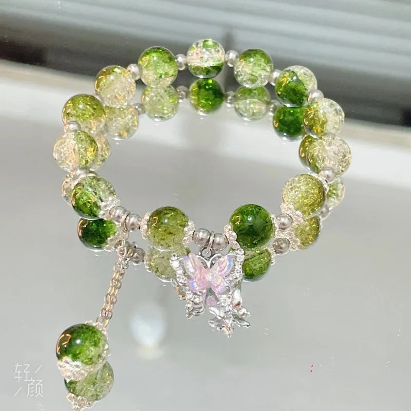 Chinese style glass bracelet with bamboo joint design elements in multiple colour options