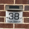 Solar powered stainless steel 4LED address doorplate light with automatic light control for outdoor use
