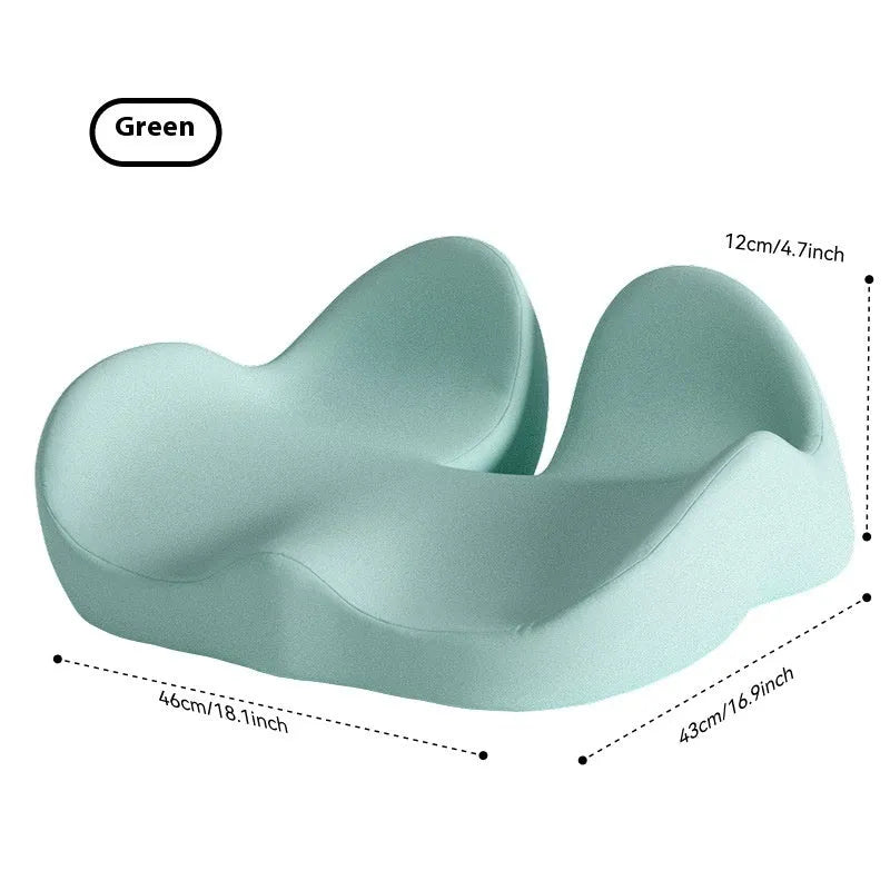 Light grey memory foam office chair cushion on a black desk chair.