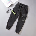 Boys jeans with one-piece velvet lining in light blue, size 100cm to 160cm, autumn winter