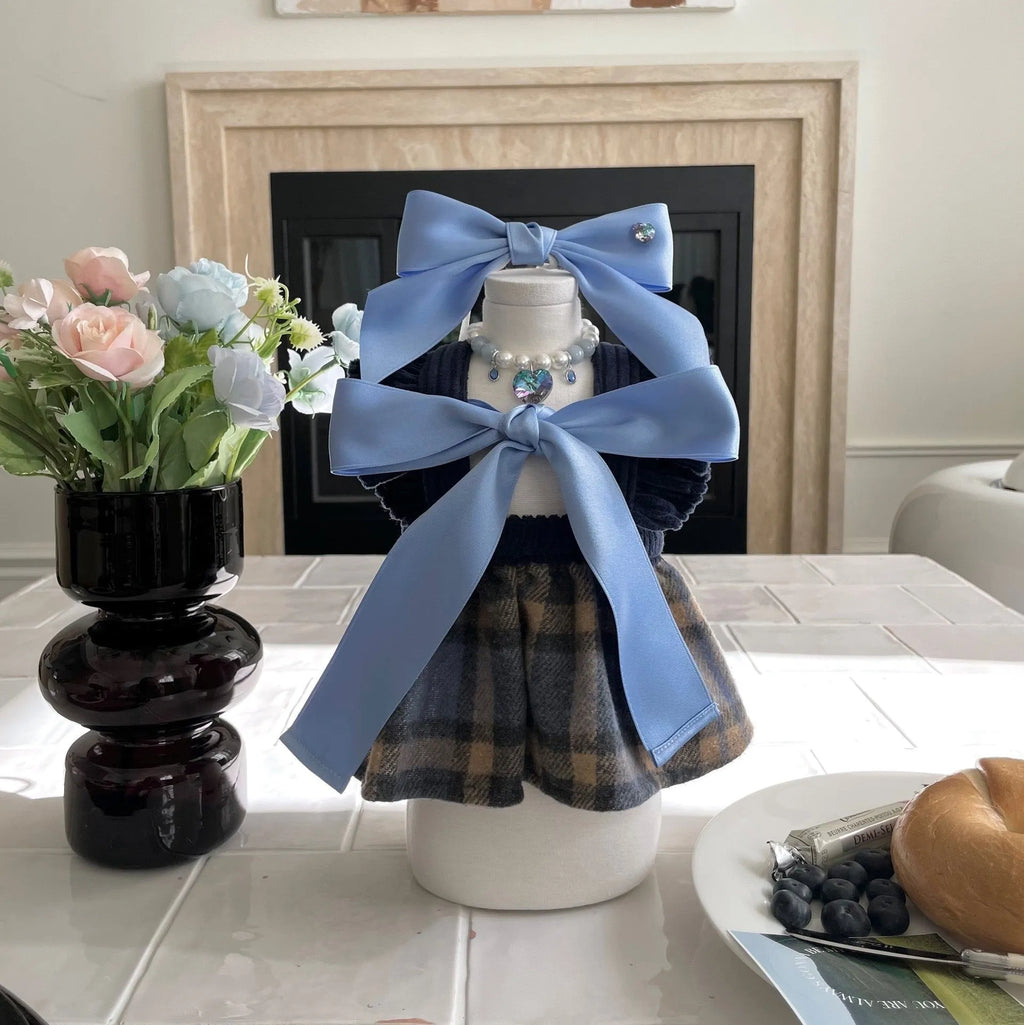 Adjustable bow tension dog hair band in polyester cotton with free size 25-40cm fit