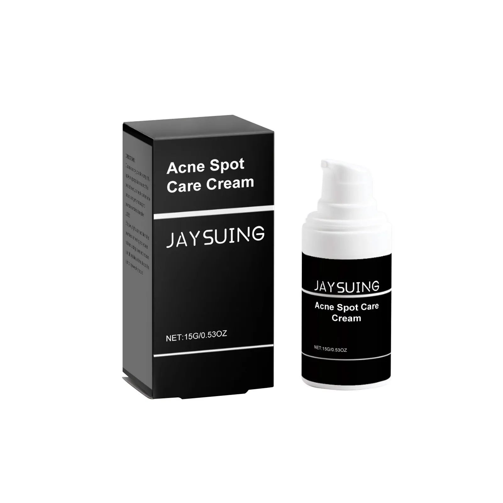 15g tube of acne cream with plant-based ingredients including mint leaf and tea tree oil