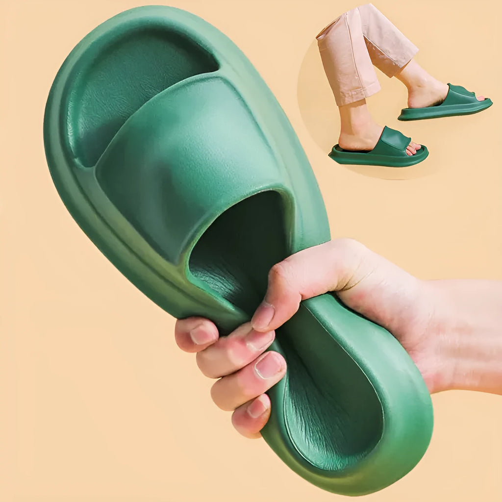 Soft unisex EVA house slippers with a thick non-slip sole in multiple colours.