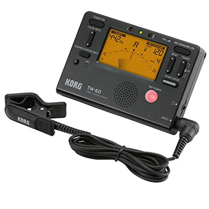 TM-60 black and white electronic metronome with plastic shell and digital display